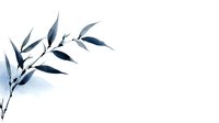 Elegant navy blue bamboo leaves branch painted in minimalist Asian ink wash style on white background, isolated botanical illustration for wall art and design projects.