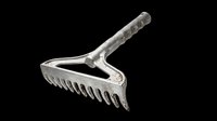Stainless steel garden rake with textured grip handle, isolated on transparent background. Ready for design use on t-shirts, clipart, stickers, print-on-demand products and sublimation projects.