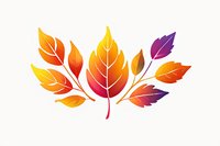 Vibrant autumn leaves in gradient colors from yellow to purple, arranged in decorative composition on white background, isolated design element for seasonal projects.