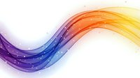 Abstract colorful wave with rainbow gradient from purple to yellow on white background. Modern flowing design element for presentations and graphics.