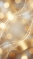 Abstract golden background with flowing curves and bokeh lights creating elegant luminous atmosphere for luxury design projects.