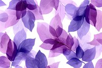 Delicate purple and violet leaves with translucent overlapping effect on white background create ethereal botanical pattern for fabric, wallpaper and surface design.