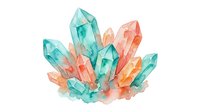 Isolated gemstone cluster with turquoise, coral, and golden crystals on transparent background. Suitable for design projects, t-shirts, and digital artwork applications.
