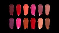 Lipstick smear swatches in various shades isolated on transparent background, ready for beauty, makeup, cosmetic branding, stickers, and print on demand design use.