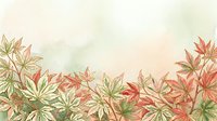 Watercolor autumn foliage border with red and green maple leaves on soft cream background, suitable for seasonal designs and fall-themed projects.