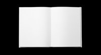 Open blank book with empty white pages, isolated on transparent background. Ready for mockups, stationery design, clipart, print on demand, and t-shirt projects.