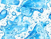 Seamless aqua pattern with dynamic water splashes, flowing liquid shapes and scattered droplets in bright blue tones on white background. Repeatable design.