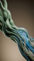 Organic green fabric flowing into digital blue circuit lines, representing technology merging with nature, suitable for innovation and digital transformation concepts.
