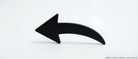 Black curved arrow pointing left isolated on white background for graphic design, presentations, web icons, navigation elements and user interface projects.