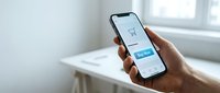 Hand holding smartphone with shopping cart and buy now button on screen, showcasing mobile commerce and online shopping app interface.