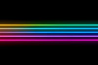 Vibrant multicolored neon light stripes glowing against black background create modern minimalist design element for technology and entertainment concepts.