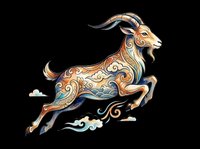 Ornate goat with decorative swirls and patterns, isolated on transparent background, ready for t-shirt design, clipart, stickers, sublimation and print-on-demand projects.
