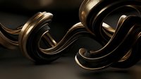 Elegant bronze metallic ribbons flowing in smooth curves creating luxurious abstract waves on dark background for premium design projects.