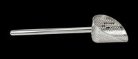 Stainless steel perforated scoop with long handle, isolated on transparent background, ready for T-shirt design, clipart, stickers, print on demand, and sublimation use.