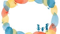 Colorful watercolor frame with family silhouettes on white background, perfect for greeting cards, invitations and family-themed designs.