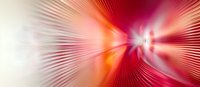 Abstract red and orange radial burst background with white light center and dynamic motion lines creating energy wave effect. Modern design for presentations.
