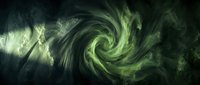 Abstract green energy vortex with swirling motion and luminous effects creating mystical atmosphere for digital art and fantasy design projects.