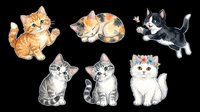 Cute kittens and cats collection isolated on transparent background. Ready for t-shirt design, stickers, clipart, print-on-demand products and sublimation projects.
