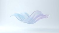 Flowing translucent fabric in soft blue and purple hues creates elegant wave motion against clean white background for modern design projects.