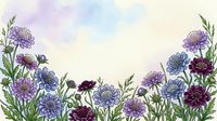 Watercolor floral border with purple and blue wildflowers on a light background, perfect for greeting cards, invitations, and nature-themed designs.