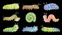 Caterpillar collection isolated on transparent background, ready for t-shirt design, clipart, stickers, sublimation and print-on-demand products.