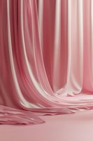 Elegant pink silk fabric backdrop with soft flowing folds creating luxurious waves and curves, perfect for fashion, beauty, or wedding photography backgrounds and product presentations.