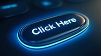 Glowing blue button with Click Here text on dark background, featuring neon light effect and modern technological design for web and interface applications.