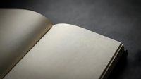 Open blank notebook with empty pages on dark surface for writing, journaling, planning, education, business notes, creative projects, office supplies.