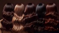 Collection of luxurious wavy hair samples in various shades from blonde to brunette showcasing different hair color options and textures for salon use.