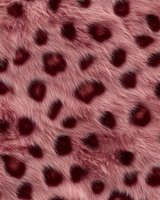 Pink fluffy fur texture with dark burgundy spots creates seamless animal print pattern for fashion, textile, and surface design projects.