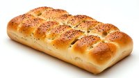 Fresh baked braided bread loaf with poppy seeds on top, golden brown crust and soft texture, photographed on white background, isolated for food packaging.