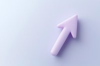 Pink cursor arrow pointing upward on light purple background, minimalist design with soft shadows creating modern business concept for digital marketing and growth.