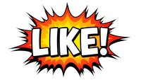 Comic book style explosion burst with LIKE text in bold white letters on vibrant orange and yellow background for social media marketing campaigns.