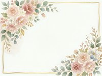 Watercolor floral frame with roses, peonies, and greenery in soft pink and cream tones. Isolated design on white background, ready for invitations, cards, and stationery projects.