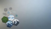 Modern hexagonal infographic elements with nature and technology themes on gradient background for business presentations and digital design projects.