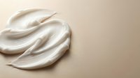 Luxurious white cream swirl on beige background for skincare cosmetics beauty products and spa treatments in elegant minimalist style.