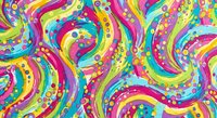Vibrant swirling pattern with colorful waves and dots on white background. Seamless design for textiles, wallpaper, wrapping paper and creative projects.