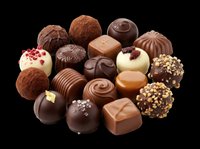 Assorted chocolate candies and truffles isolated on transparent background, ready for confectionery designs, packaging, menus, and culinary graphics.
