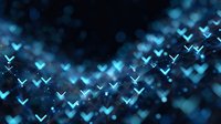 Glowing blue checkmark symbols floating in dark space with bokeh effect create dynamic pattern for social media and technology concepts.