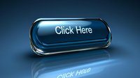 Glossy blue button with "Click Here" text on dark background, ideal for website interface design and call-to-action elements.