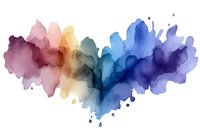 Abstract watercolor splash in rainbow gradient from warm pink orange to cool blue purple tones on white background for creative design projects.