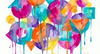 Colorful watercolor cocktail glasses and wine glasses with vibrant dripping paint effects on white background for party and celebration designs.