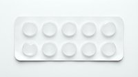 White pharmaceutical blister pack with ten empty pill compartments on clean background for medical and healthcare design projects.