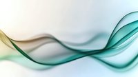 Flowing turquoise and green transparent waves create elegant smooth curves against white background, abstract modern design for business presentations and layouts.