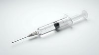 Medical syringe with needle and measurement markings on white background for healthcare, vaccination, injection, and pharmaceutical applications.