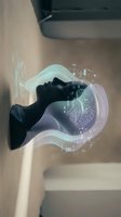 Hand wearing black glove interacting with holographic brain interface displaying neural network data and digital circuitry for artificial intelligence, technology, and futuristic innovation concepts.