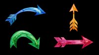 Watercolor arrows in blue, green, and pink pointing in different directions, isolated on transparent background. Ready for clipart, t-shirt design, stickers, print-on-demand, and sublimation projects.