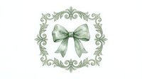 Elegant sage green watercolor bow with ornate decorative frame on white background. Perfect for wedding invitations, greeting cards and feminine design projects.