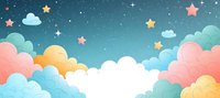 Colorful pastel clouds with stars in dreamy sky background for children room decor, baby shower invitations, nursery wall art and fantasy designs.