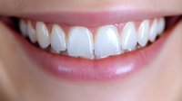 Close-up of healthy white teeth and pink lips showing radiant smile for dental care, oral hygiene and cosmetic dentistry concepts.